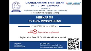 Python Basics |Webinar On Python Programming | DSIT, Trichy | Pantech e learning