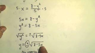 Finding the Inverse of a Function or Showing One Does not Exist (Without a Graph!), Ex 2