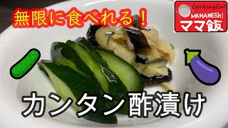 【簡単】漬物の作り方！無限に食べれるナスとキュウリの漬物＃簡単＃ナス＃キュウリ＃カンタン酢＃ママ飯