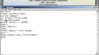 Oracle pl sql tutorial - Explicit Cursors #24