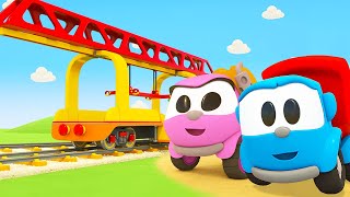 Leo builds a railway for trains for kids. Funny cartoons for kids. Cars and trucks for kids.