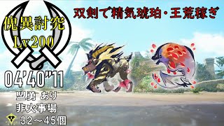 【MHR:SB / Switch】 傀異討究Lv200の傀異化激昂ラージャンと紅蓮バゼルを2匹まとめて4分台でしばく双剣