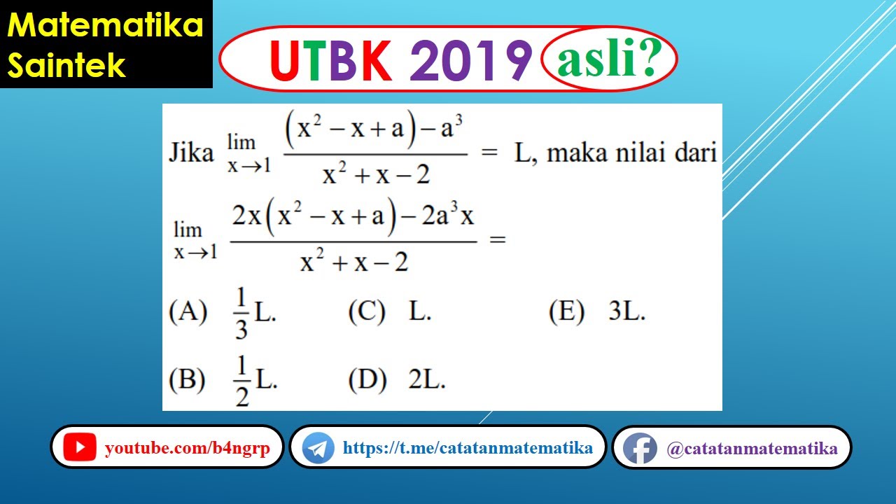 Soal Asli UTBK 2019 Matematika Saintek-Limit Fungsi - YouTube