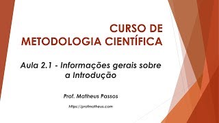 Aula 2.1 - Informações gerais sobre a Introdução