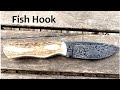 Forging a fish hook Damascus knife.