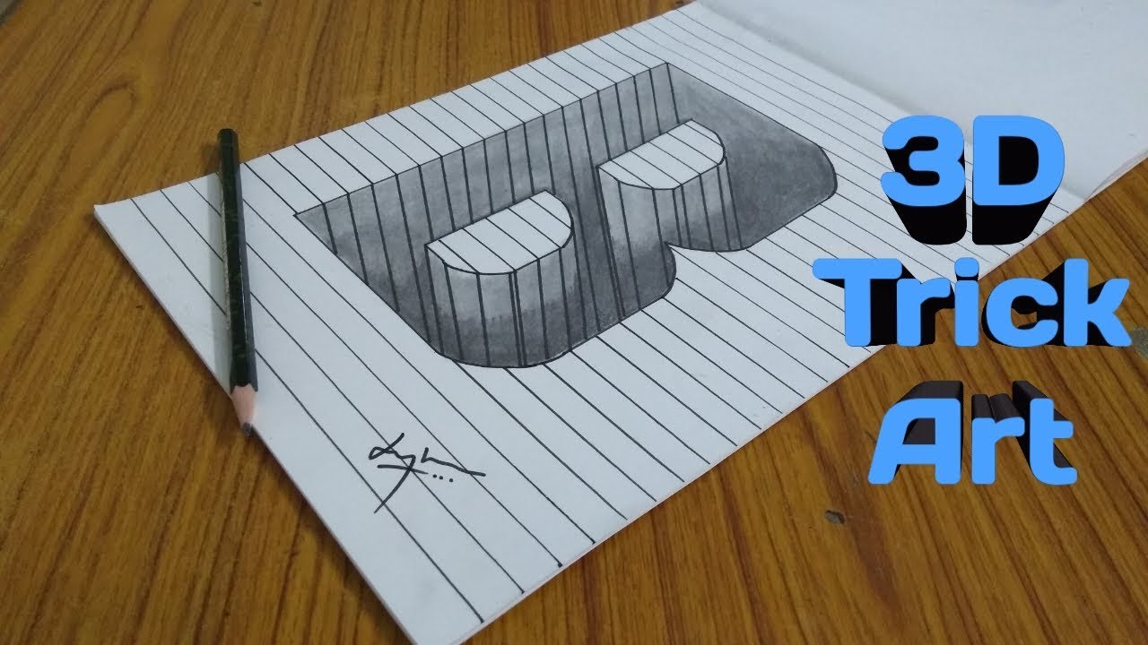 How To Draw Letter B On Line Paper | 3D Trick Art | Chand ART - YouTube