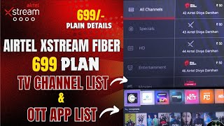 Airtel Xstream Fiber 699 Plan All TV Channel Guide  | Full Channels List  | ALL 26 OTT APP List ||