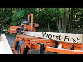 Wood-Mizer LT40 Milling The Worst Log # 143