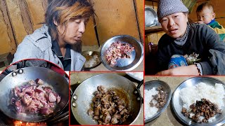 surya laxmi cooking chicken intestine for curry in the village ||  cooking || @suryalaxmivlogs