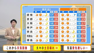 【5月20日(土)】大阪で晴天続きの土日は４週間ぶり！暑さに注意　月曜は黄砂が飛来か【近畿地方の天気】#天気 #気象