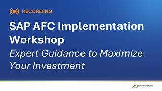 SAP Advanced Financial Closing (AFC) Implementation Workshop