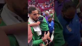 Jayson Tatum went straight to Deuce after the Celtics’ big win in Game 2 🥺🍀