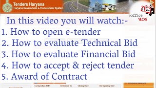 Tender Opening Process | Technical Bid | Financial Bid | Award of Contract AOC