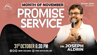 Promise Service | Mount Zion Church | November 2024 | Dr. Joseph Aldrin (LIVE)