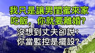 “我只是讓男閨蜜來家吃飯，你就要離婚？”沒想到丈夫卻說：你當監控是擺設？真實故事 ｜都市男女｜情感｜男閨蜜｜妻子出軌｜沉香醉夢