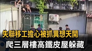 失聯移工擔心被抓異想天開　爬三層樓高鐵皮屋躲藏－民視新聞