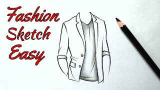 How to draw a suit easy step by step| Fashion sketches men| Fashion design drawing Fabric Sketch