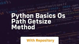 Python basics os path getsize method