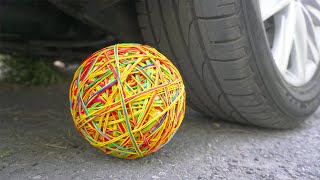 Crushing Crunchy & Soft Things by Car! RUBBER BAND BALL VS CAR