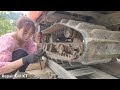 TIMELAPSE genius girl who repairs and maintains harvester engines and electric motors