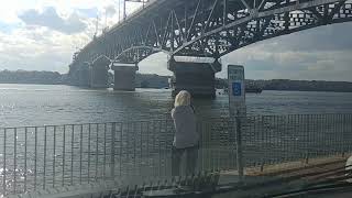 Navy Sub Transits Under Coleman Bridge