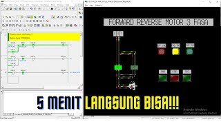 Simulasi motor forward reverse dengan cx programmer cx-one plc omron animasi cx designer