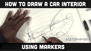 How to sketch a car interior using markers