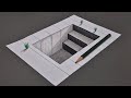 3d drawing stairs on paper step by step