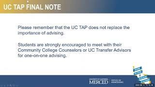 TAP and TAG Workshop | UC Merced | Transfer Initiative Program