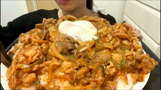 【ASMR，咀嚼音】Pork and Kimchi Rice Bowl！おいしすぎる豚キムチ丼！