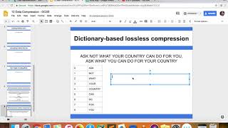 Data Representation - Compression - Dictionary based lossless compression