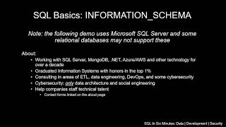 SQL Basics: Information Schema (Columns)