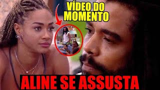 VEJA O VÍDEO DO MOMENTO EM QUE DIOGO SENTA E ALINE SE ASSUSTA NO BBB25