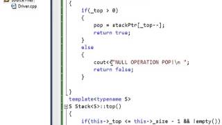 Stack implementation using Templates - C++