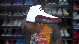 FIRST LOOK: Air Jordan 12 A Ma Maniere White/Burgundy Crush Sneaker review