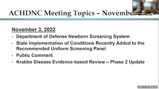 ACHDNC Meeting November 2022 - Day 1