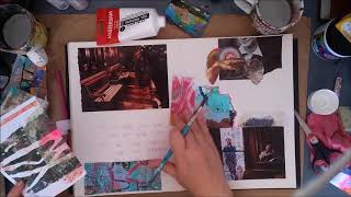 Expressive Collage  First layer/ Mixed Media Art Journaling Spread