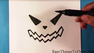 How to Draw a Pumpkin Face - Halloween Drawings