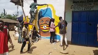 Nakivale Wall painting at the entry of the market  of New Congo