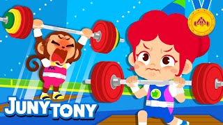 Weightlifting🏋 | How to Lift Up Heavy Barbells | Lift Up the World | Sports Song for Kids | JunyTony