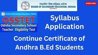 OSSTET 2023 | syllabus | Application | Continue Certificate #osstet2023