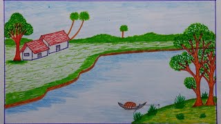 How To Draw Scenery Drawing And Painting || Scenery Drawing And Painting || Shabab Art And Drawing