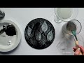 Leaves painting tutorial / Black and white leaves painting / Leaf print painting