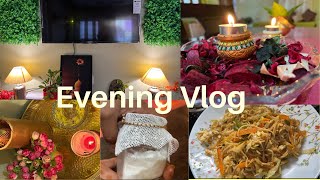 Evening vlog || వర్షాకాలంలో ఇల్లు పరిమళభరితంగా ఉండడానికి || పిల్లలకి ఇష్టమైన wheat noodles|| Lamps||