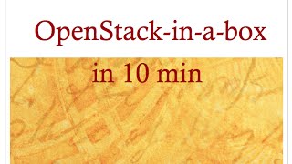 Openstack setup in 10 min