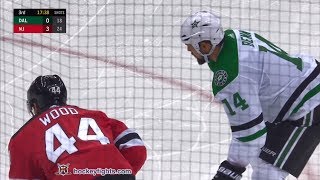 Jamie Benn vs Miles Wood Oct 16, 2018