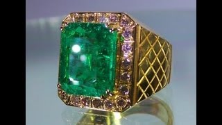 Rare Unheated Emerald Ring 6.30 cts, Yellow Gold 22K \u0026 Yellow Diamonds