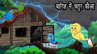 बारिश में चतुर कौआ। Kalu Kauwa | Jungle me Barish ki kahani | Hindi Cartoon | Chidiya aur kauwa