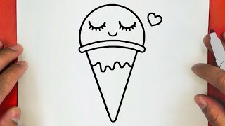 كيف ترسم ايس كريم كيوت خطوة بخطوة / رسم سهل / تعليم الرسم للمبتدئين || Cute Ice Cream Drawing