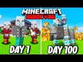 I Survived 100 Days as a VINDICATOR in Hardcore Minecraft... Minecraft Hardcore 100 Days